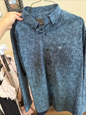 Ariat Teal Paisley Long-Sleeve Button-Down Shirt